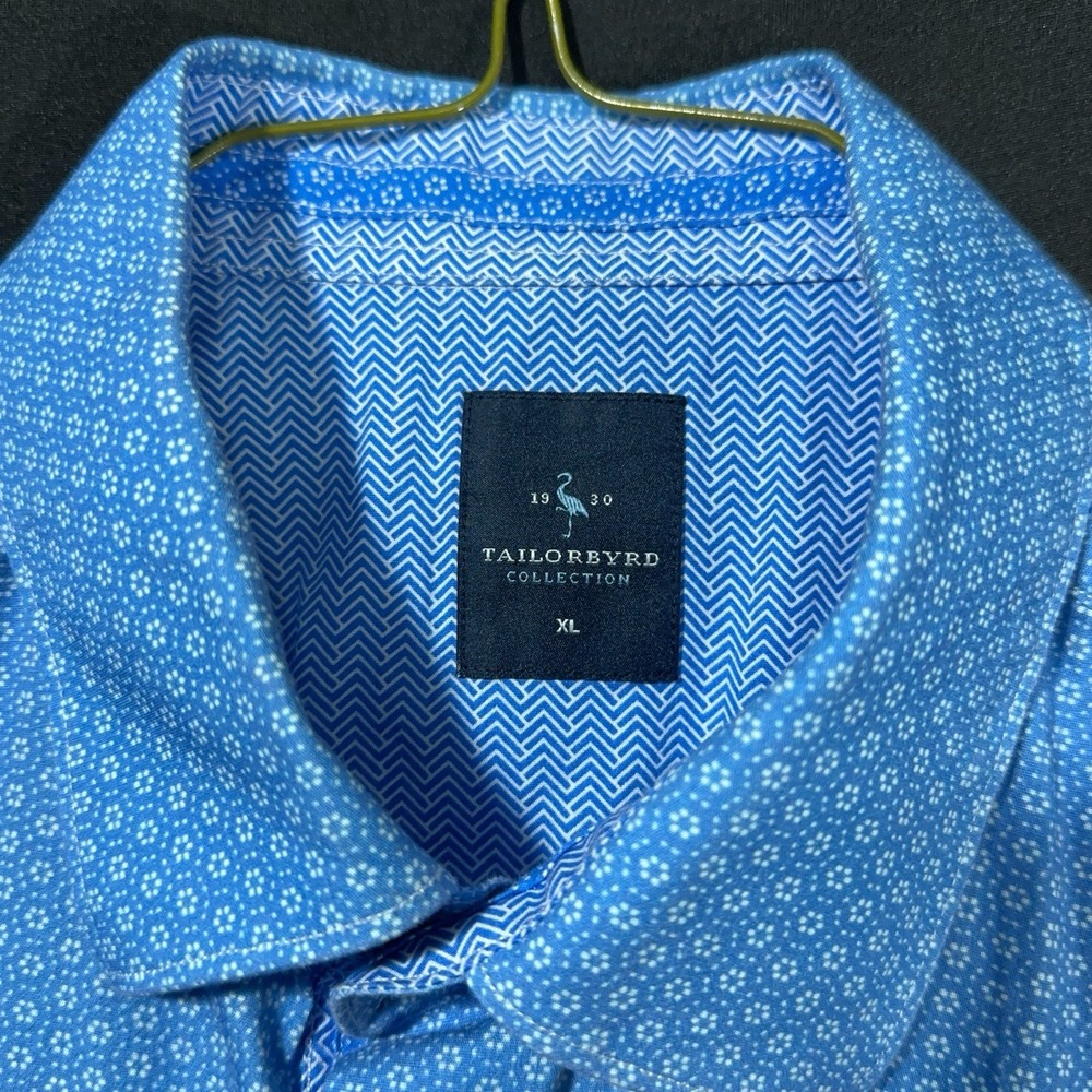 TailorByrd Men's XL‎ Blue Geometric Dot Shirt Button Up Long Sleeve Flip Cuff